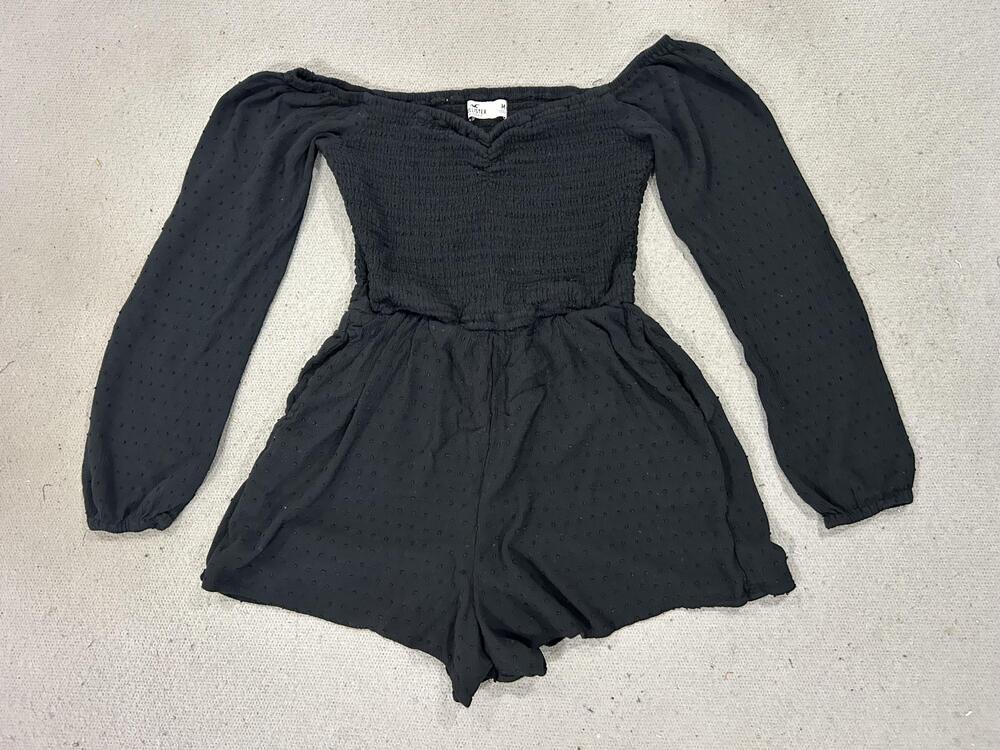 Hollister Romper Womens Small Black Smocked Whimsigoth Goth Dark Fairy Bella